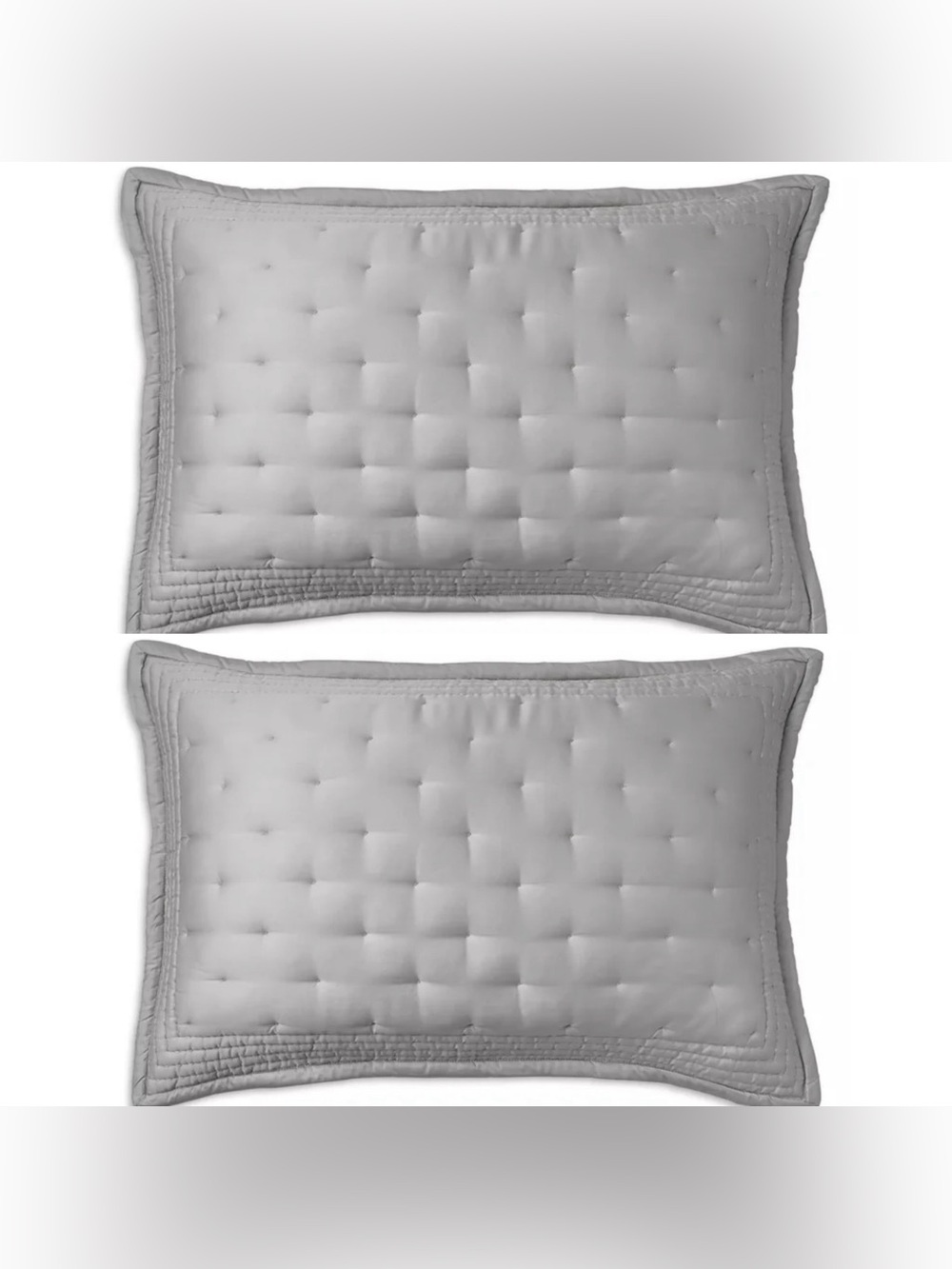 2- NIP Donna Karan New York Essentials Silk Quilt Pillow Sham Platinum standard